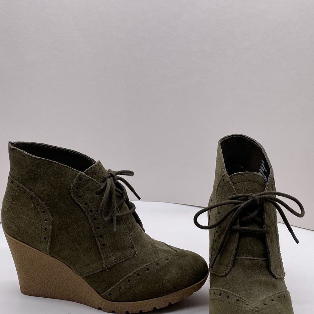 Mia “Raphaella” Suede Wedge Ankle Boots